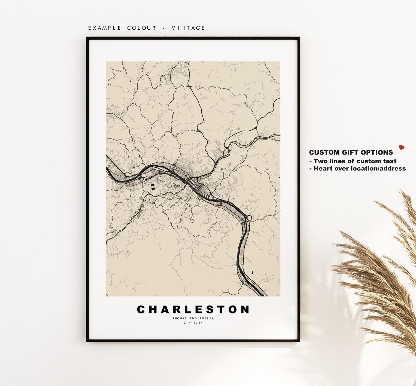 Charleston Map Print (WV) - City Map Poster - Map Art - USA City Maps - Charleston Print - Poster - Minimalist City Map - West Virginia