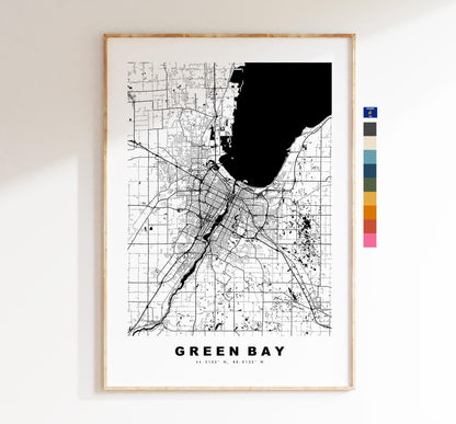 Green Bay Map Print - City Map Poster - Map Art - USA City Maps - Green Bay Print - Green Bay Poster - Minimalist City Map - Wisconsin