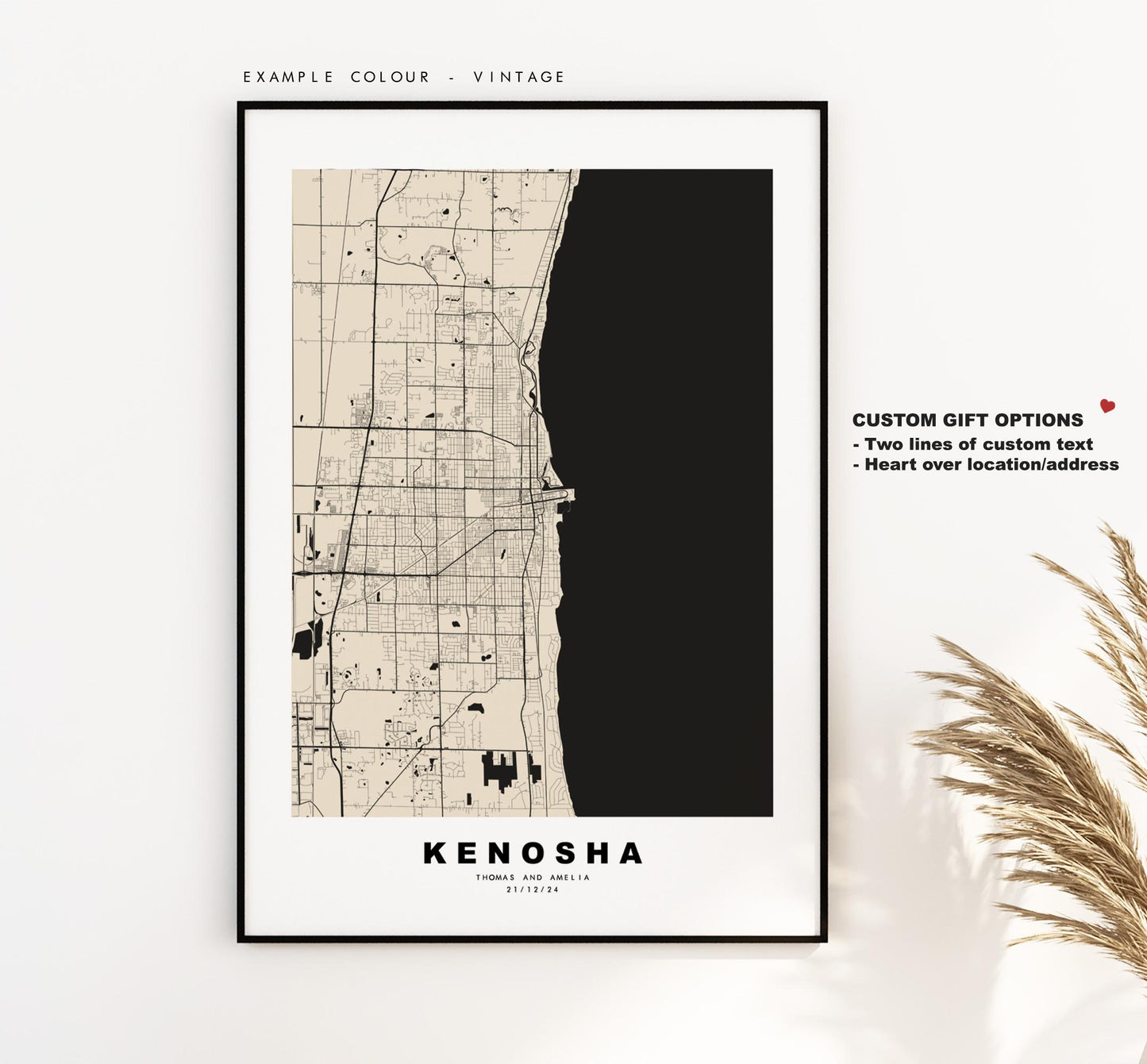 Kenosha Map Print - City Map Poster - Map Art - USA City Maps - Kenosha Print - Kenosha Poster - Minimalist City Map - Wisconsin