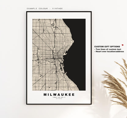 Milwaukee Map Print - City Map Poster - Map Art - USA City Maps - Milwaukee Print - Milwaukee Poster - Minimalist City Map - Wisconsin