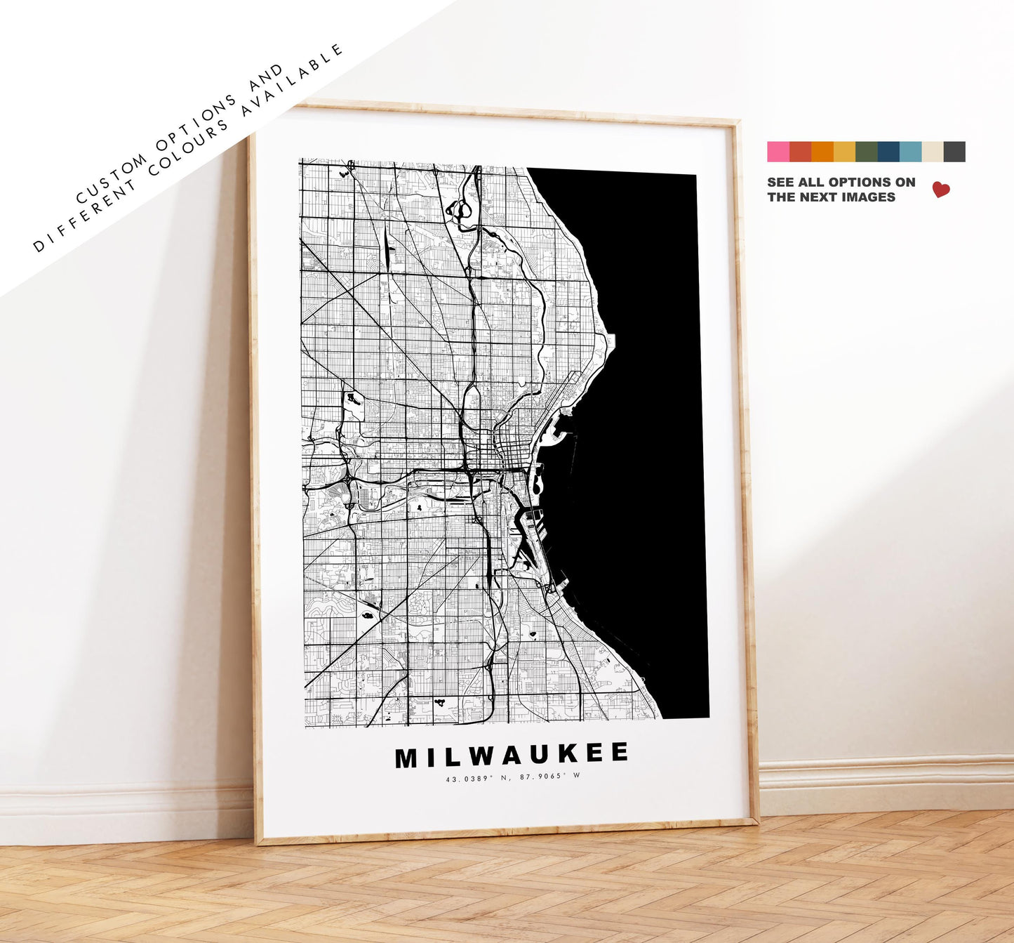 Milwaukee Map Print - City Map Poster - Map Art - USA City Maps - Milwaukee Print - Milwaukee Poster - Minimalist City Map - Wisconsin