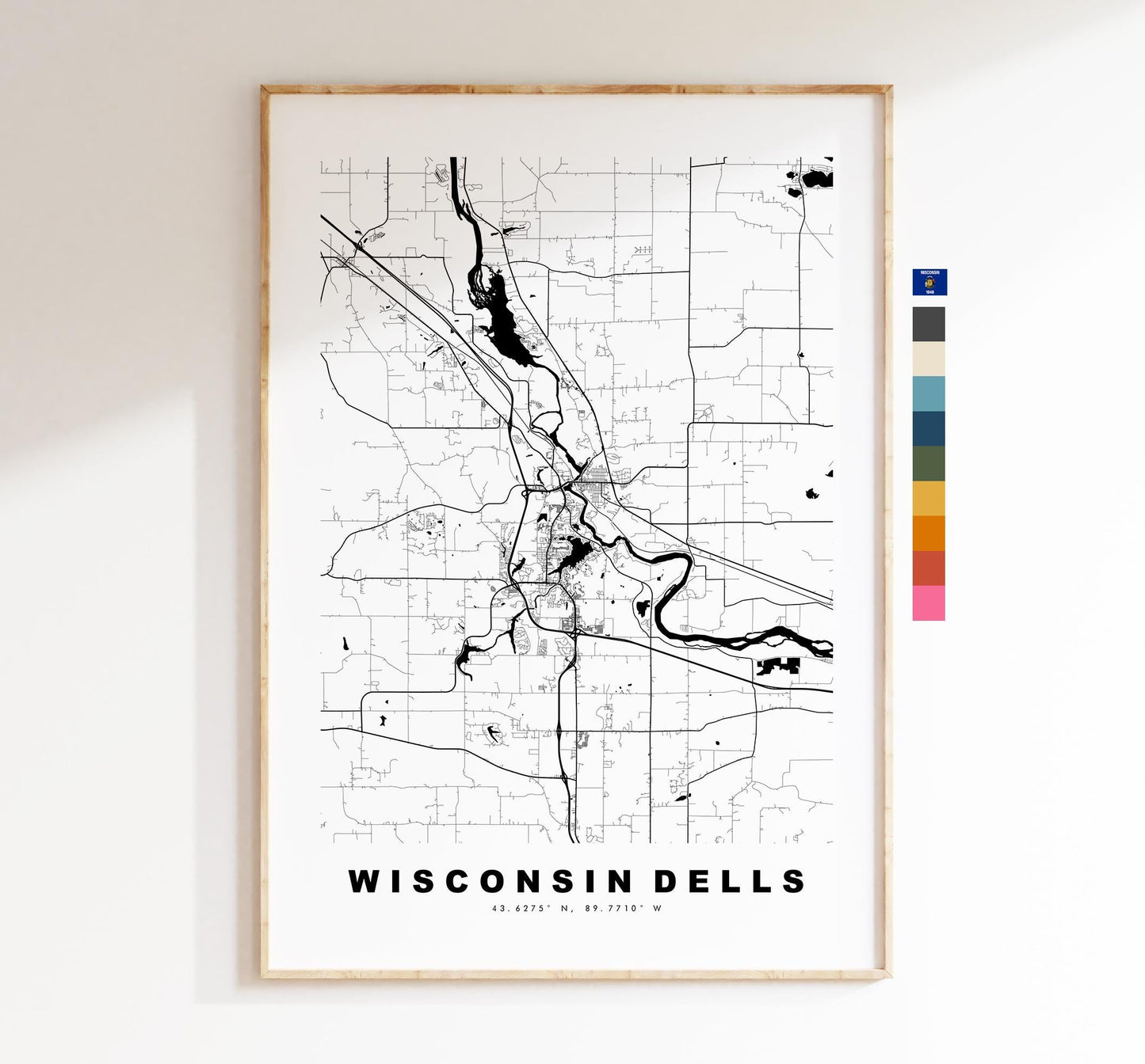 Wisconsin Dells Map Print - City Map Poster - Map Art - USA City Maps - Wisconsin Dells Print - Poster - Minimalist City Map - Wisconsin