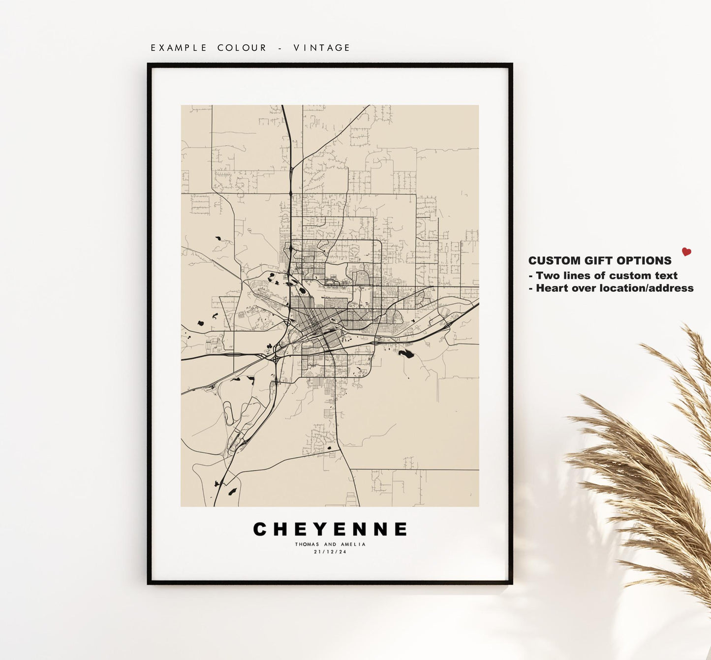 Cheyenne Map Print - City Map Poster - Map Art - USA City Maps - Cheyenne Print - Cheyenne Poster - Minimalist City Map - Wyoming