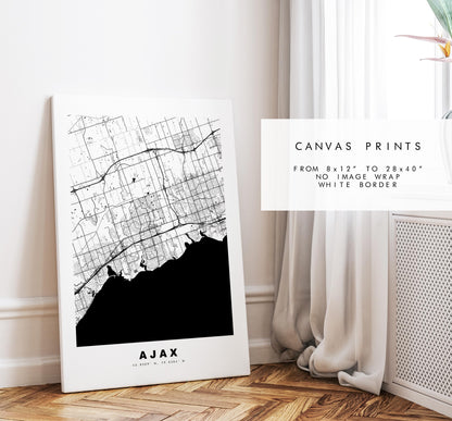 Ajax Map Print (Canada) - City Map Poster - Map Art - Map Wall Art - Canada City Maps - Ajax Print - Ajax Poster - Minimalist City Map