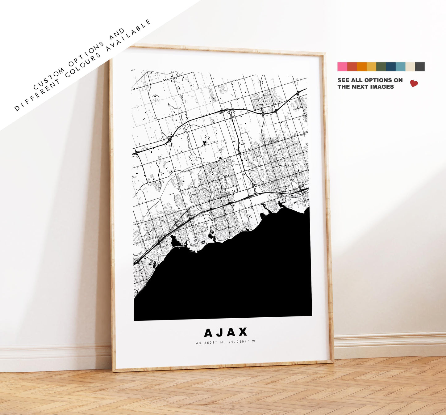 Ajax Map Print (Canada) - City Map Poster - Map Art - Map Wall Art - Canada City Maps - Ajax Print - Ajax Poster - Minimalist City Map