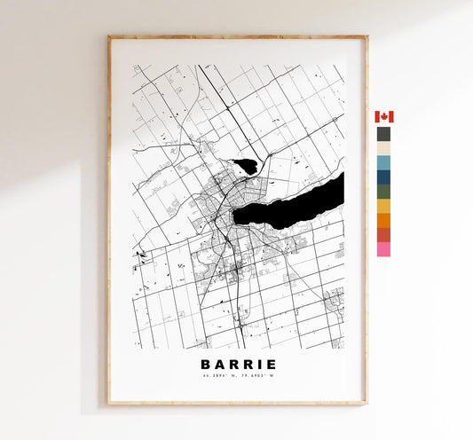 Barrie Map Print - City Map Poster - Map Art - Map Wall Art - Canada City Maps - Barrie Print - Barrie Poster - Minimalist City Map