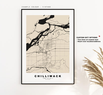 Chilliwack Map Print - City Map Poster - Map Art - Map Wall Art - Canada City Maps - Chilliwack Print - Poster - Minimalist City Map