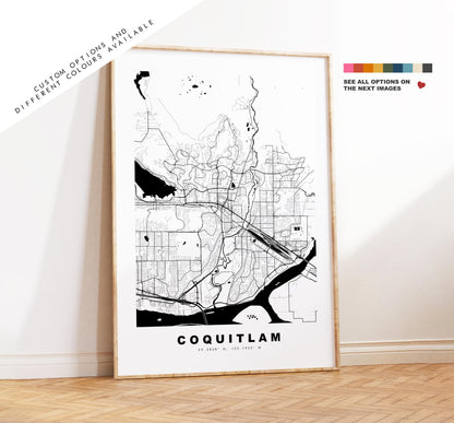 Coquitlam Map Print - City Map Poster - Map Art - Map Wall Art - Canada City Maps - Coquitlam Print - Coquitlam Poster - Minimalist City Map