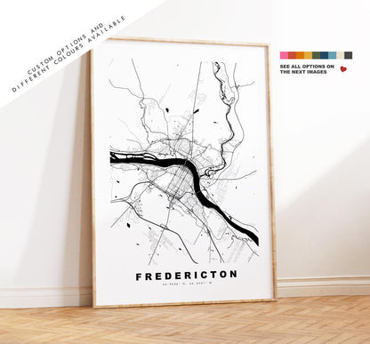 Fredericton Map Print - City Map Poster - Map Art - Map Wall Art - Canada City Maps - Fredericton Print - Poster - Minimalist City Map