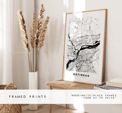 Gatineau Map Print - City Map Poster - Map Art - Map Wall Art - Canada City Maps - Gatineau Print - Gatineau Poster - Minimalist City Map