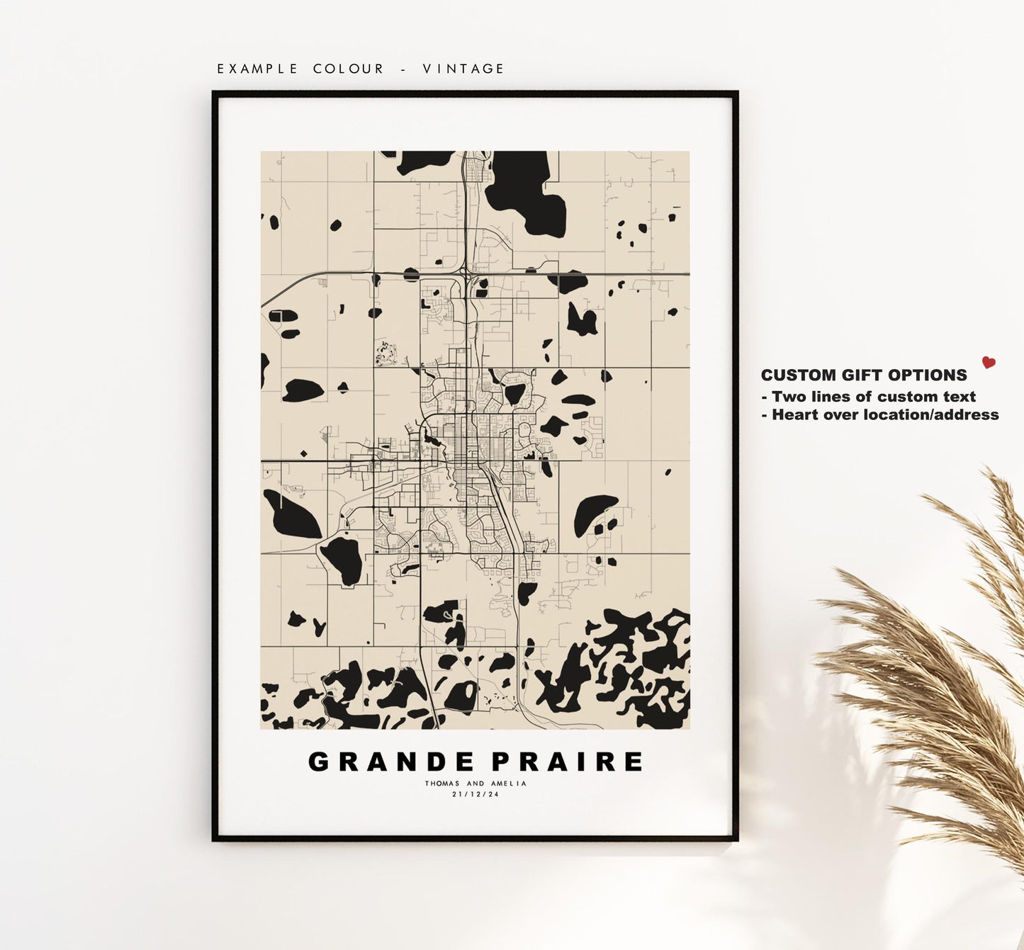 Grande Praire Map Print - City Map Poster - Map Art - Map Wall Art - Canada City Maps - Grande Praire Print - Poster - Minimalist City Map