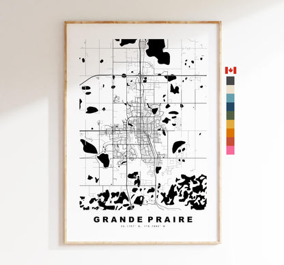 Grande Praire Map Print - City Map Poster - Map Art - Map Wall Art - Canada City Maps - Grande Praire Print - Poster - Minimalist City Map