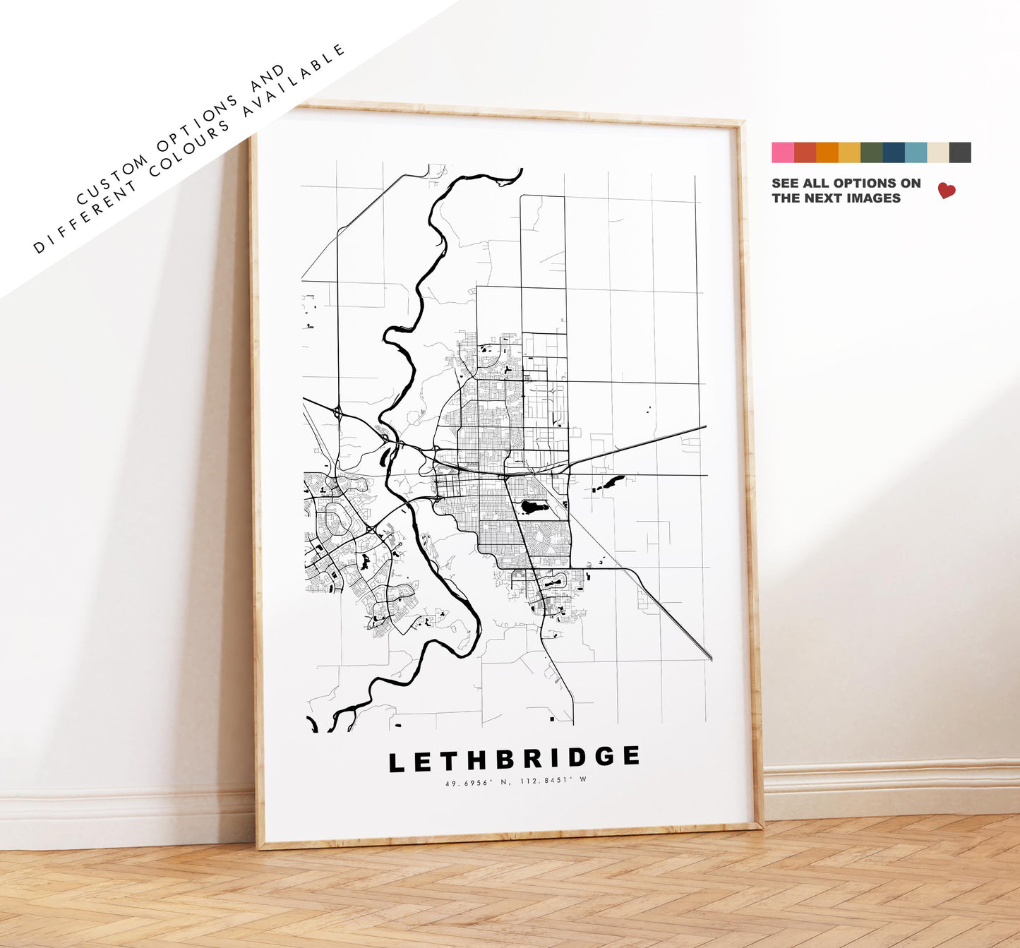 Lethbridge Map Print - City Map Poster - Map Art - Map Wall Art - Canada City Maps - Lethbridge Print - Poster - Minimalist City Map