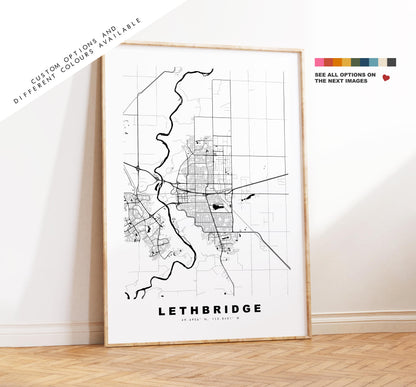 Lethbridge Map Print - City Map Poster - Map Art - Map Wall Art - Canada City Maps - Lethbridge Print - Poster - Minimalist City Map