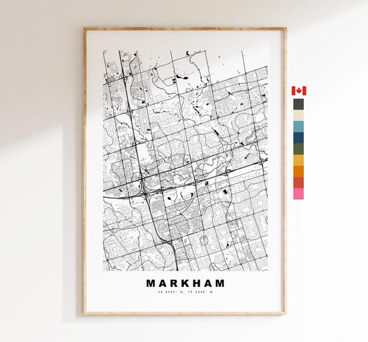 Markham Map Print - City Map Poster - Map Art - Map Wall Art - Canada City Maps - Markham Print - Markham Poster - Minimalist City Map