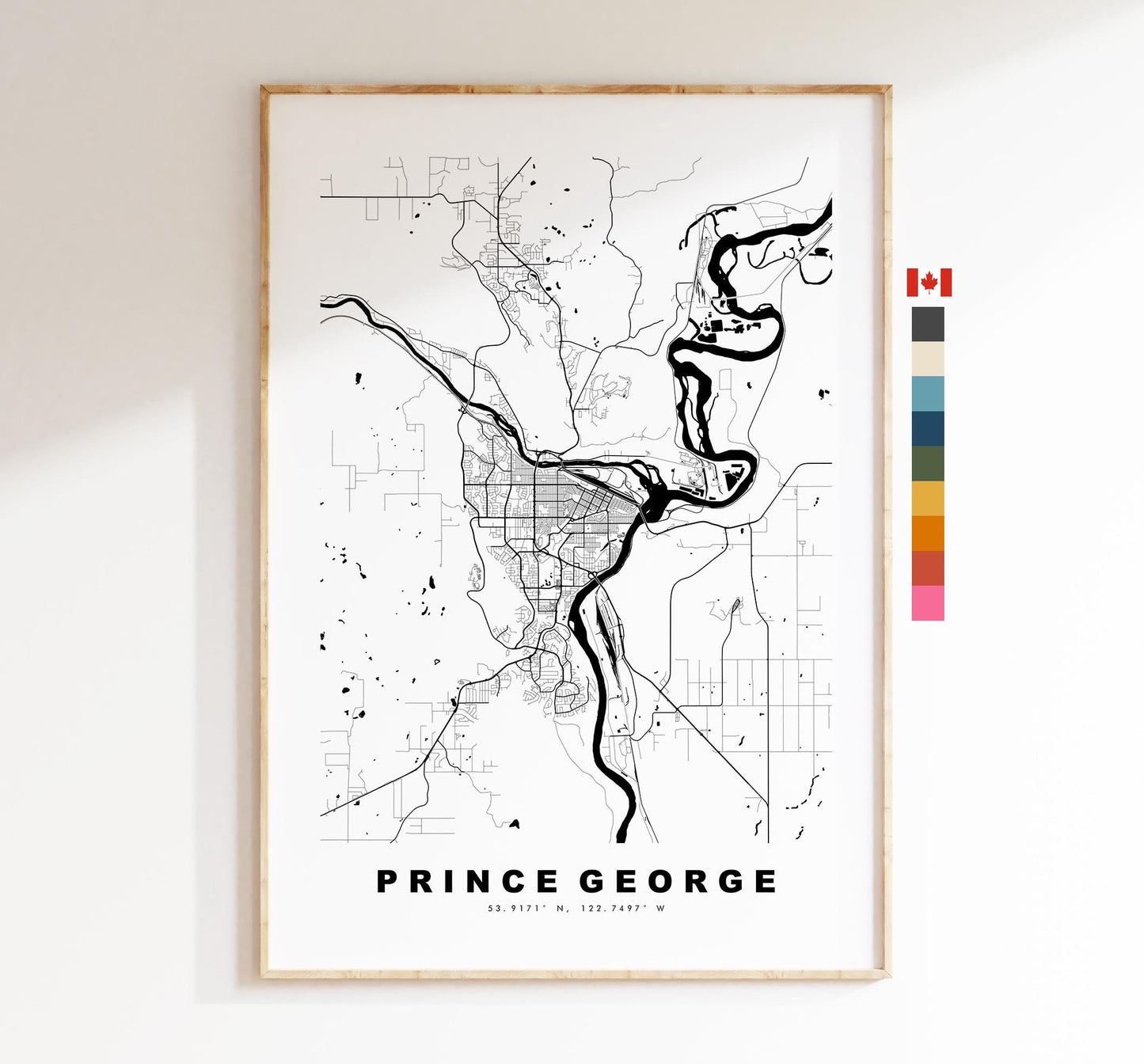 Prince George Map Print - City Map Poster - Map Art - Map Wall Art - Canada City Maps - Prince George Print - Poster - Minimalist City Map