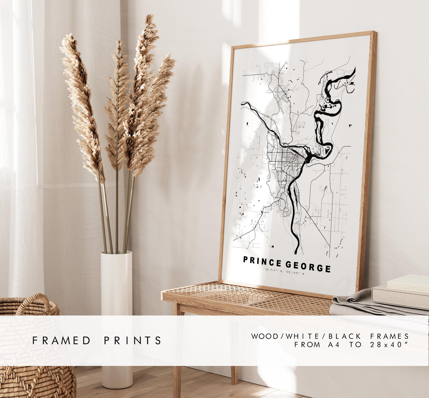 Prince George Map Print - City Map Poster - Map Art - Map Wall Art - Canada City Maps - Prince George Print - Poster - Minimalist City Map