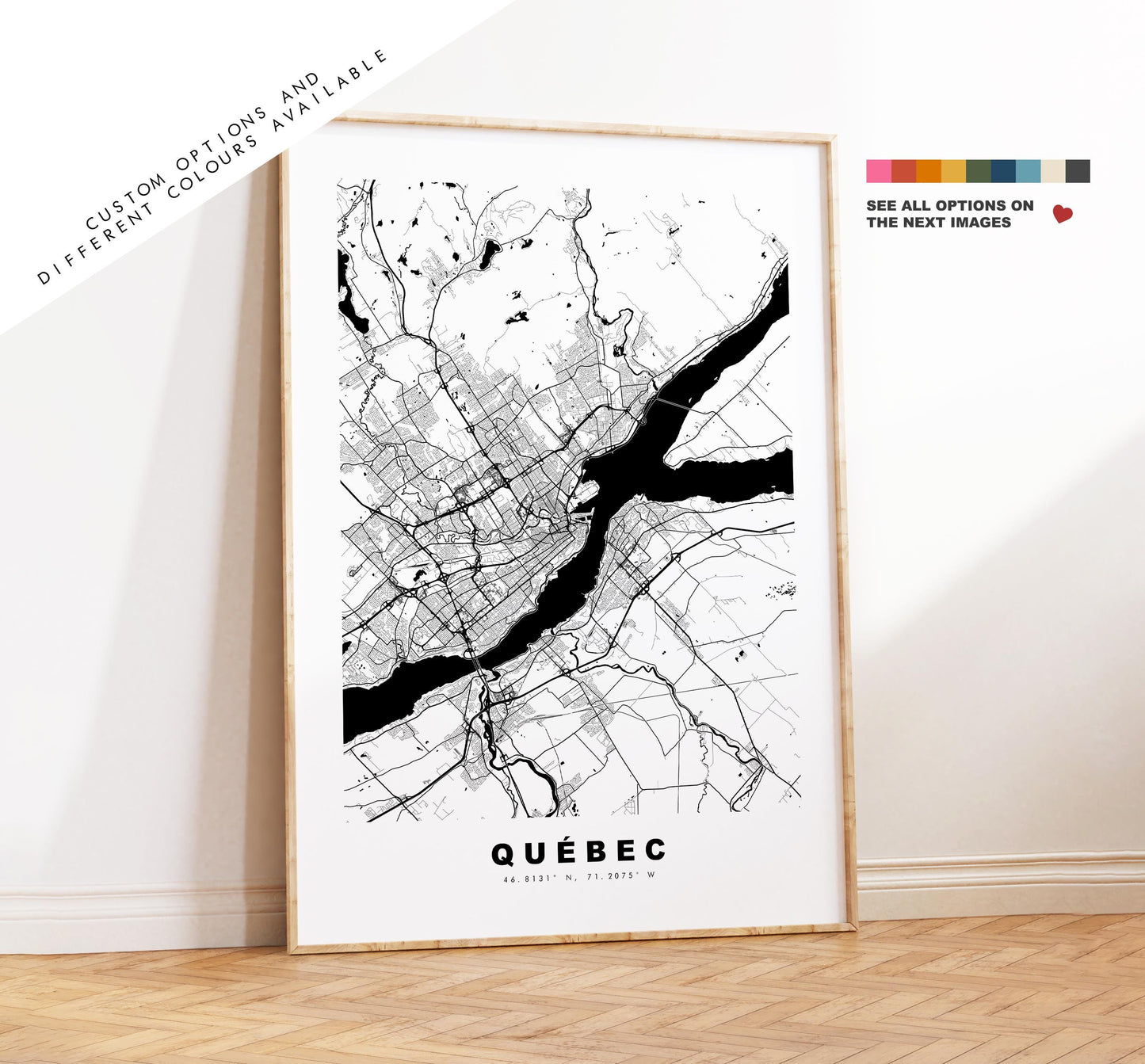 Quebec Map Print - City Map Poster - Map Art - Map Wall Art - Canada City Maps - Québec Print - Québec Poster - Minimalist City Map