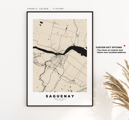 Saguenay Map Print - City Map Poster - Map Art - Map Wall Art - Canada City Maps - Saguenay Print - Saguenay Poster - Minimalist City Map