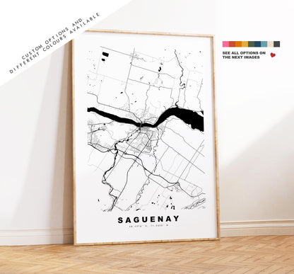 Saguenay Map Print - City Map Poster - Map Art - Map Wall Art - Canada City Maps - Saguenay Print - Saguenay Poster - Minimalist City Map