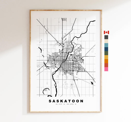 Saskatoon Map Print - City Map Poster - Map Art - Map Wall Art - Canada City Maps - Saskatoon Print - Saskatoon Poster - Minimalist City Map