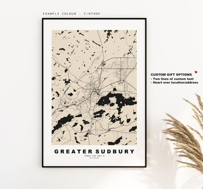 Greater Sudbury Map Print - City Map Poster - Map Art - Map Wall Art - Canada City Maps - Sudbury Print - Poster - Minimalist City Map