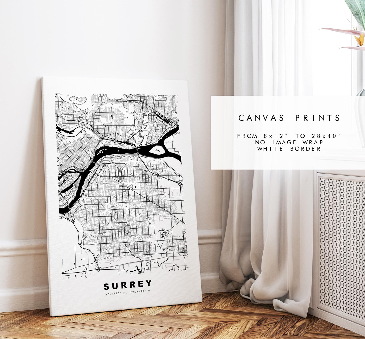 Surrey Map Print (Canada) - City Map Poster - Map Art - Map Wall Art - Canada City Maps - Surrey Print - Surrey Poster - Minimalist City Map