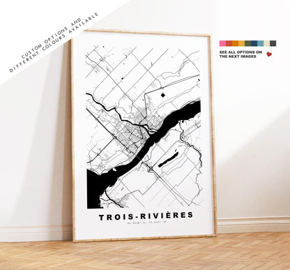 Trois-Rivières Map Print - City Map Poster - Map Art - Map Wall Art - Canada City Maps - Three Rivers Print - Poster - Minimalist City Map