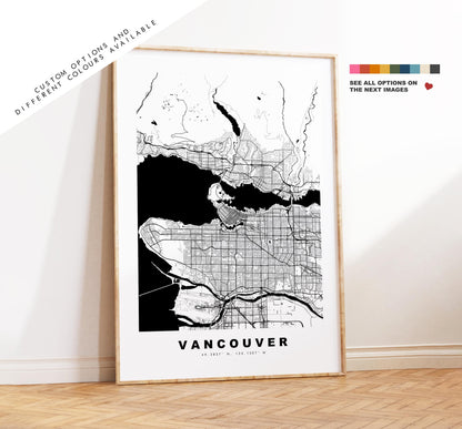 Vancouver Map Print - City Map Poster - Map Art - Map Wall Art - Canada City Maps - Vancouver Print - Vancouver Poster - Minimalist City Map