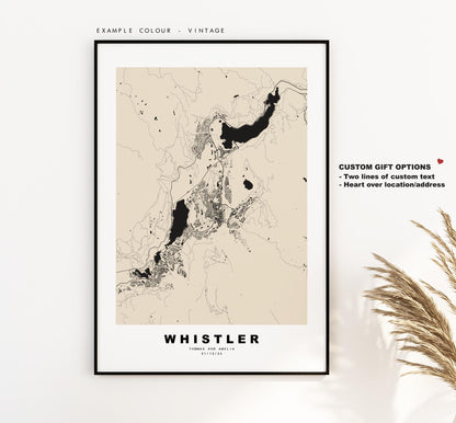 Whistler Map Print - City Map Poster - Map Art - Map Wall Art - Canada City Maps - Whistler Print - Whistler Poster - Minimalist City Map