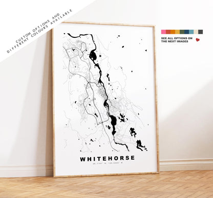 Whitehorse Map Print - City Map Poster - Map Art - Map Wall Art - Canada City Maps - Whitehorse Print -  Poster - Minimalist City Map