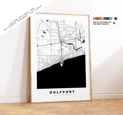 Gulfport Map Print - City Map Poster - Map Art - USA City Maps - Gulfport Print - Gulfport Poster - Minimalist City Map - Mississippi