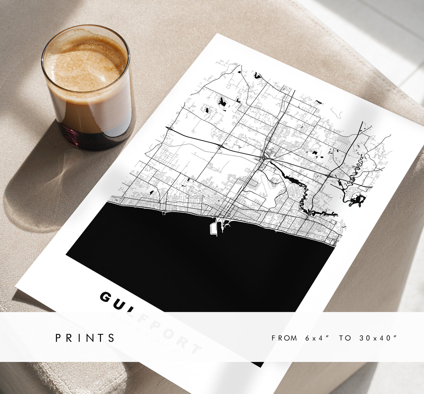 Gulfport Map Print - City Map Poster - Map Art - USA City Maps - Gulfport Print - Gulfport Poster - Minimalist City Map - Mississippi