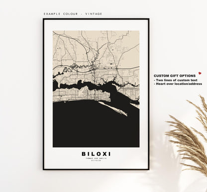 Biloxi Map Print - City Map Poster - Map Art - USA City Maps - Biloxi Print - Biloxi Poster - Minimalist City Map - Mississippi