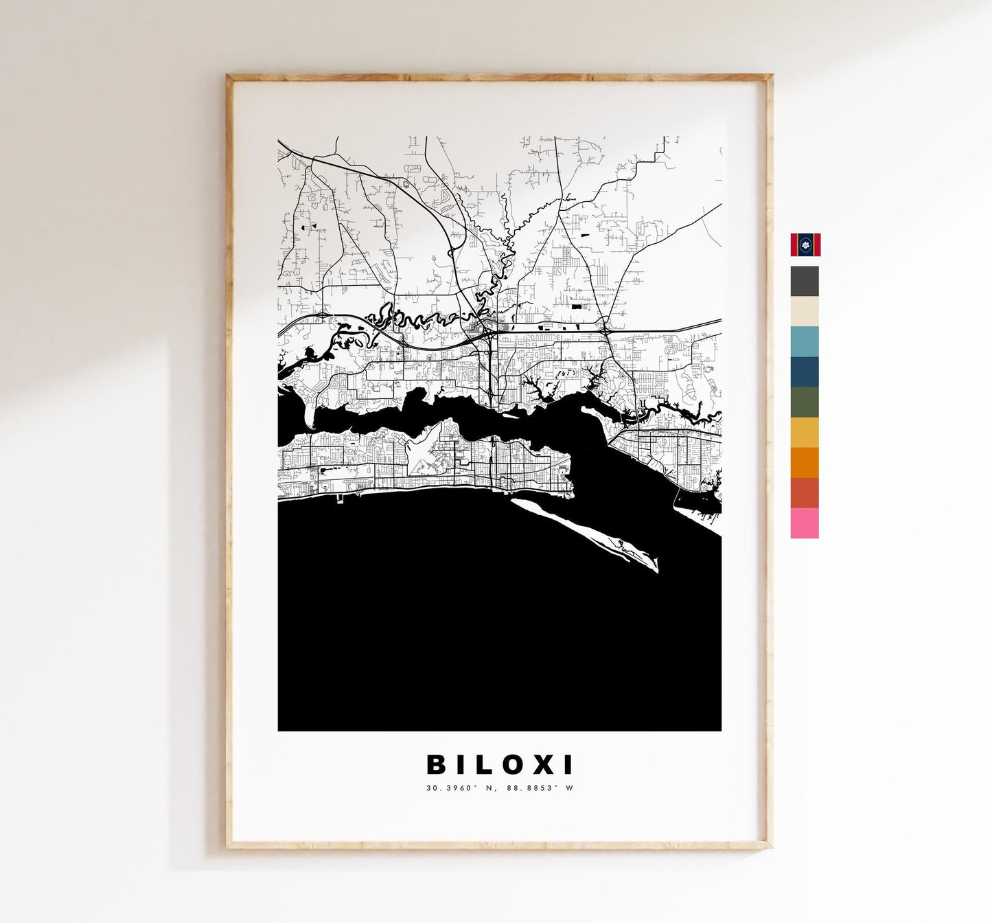 Biloxi Map Print - City Map Poster - Map Art - USA City Maps - Biloxi Print - Biloxi Poster - Minimalist City Map - Mississippi