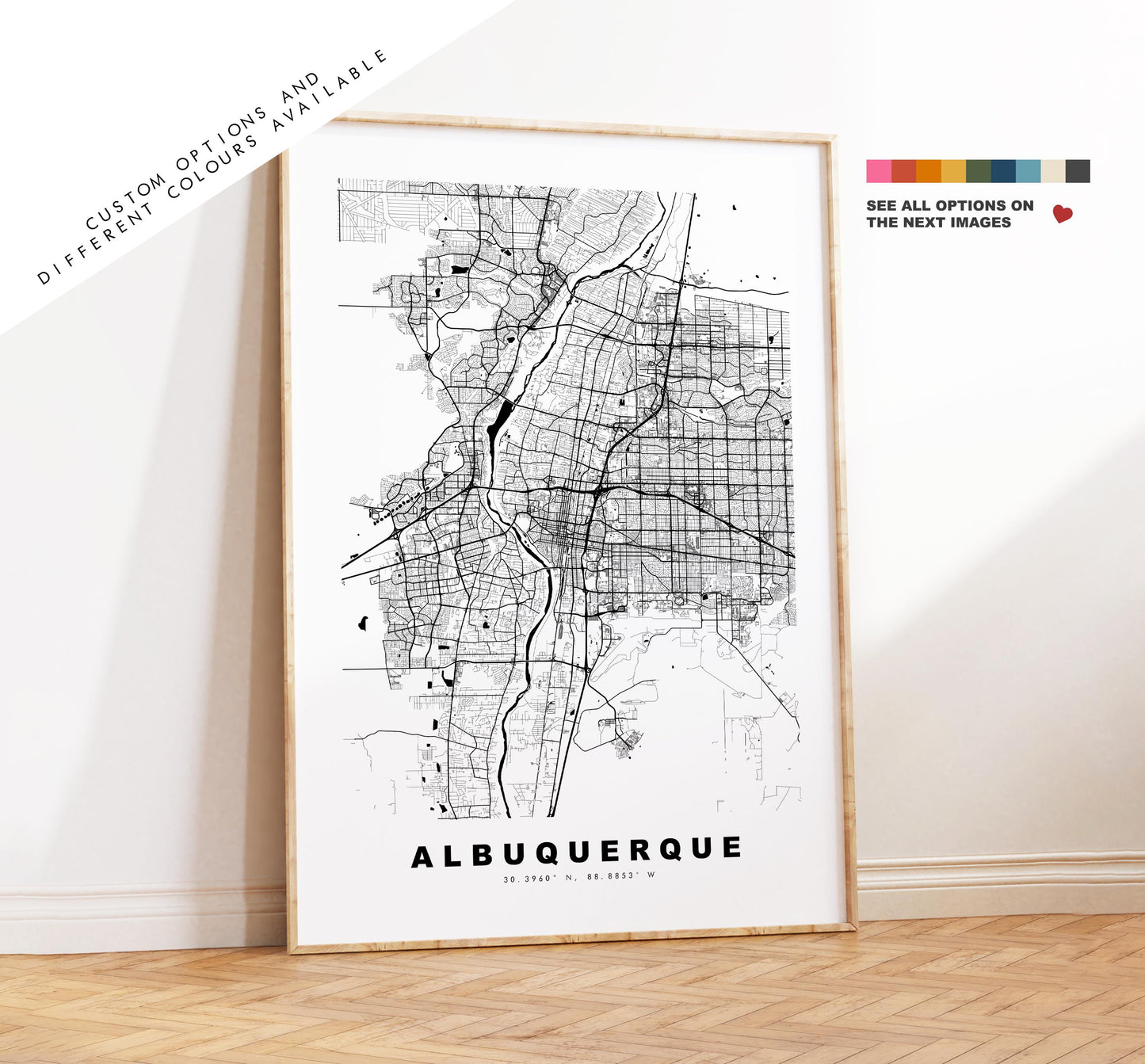 Albuquerque Map Print - City Map Poster - Map Art - USA City Maps - Albuquerque Print -  Poster - Minimalist City Map - New Mexico