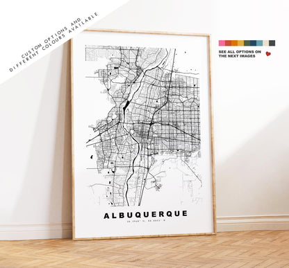 Albuquerque Map Print - City Map Poster - Map Art - USA City Maps - Albuquerque Print -  Poster - Minimalist City Map - New Mexico