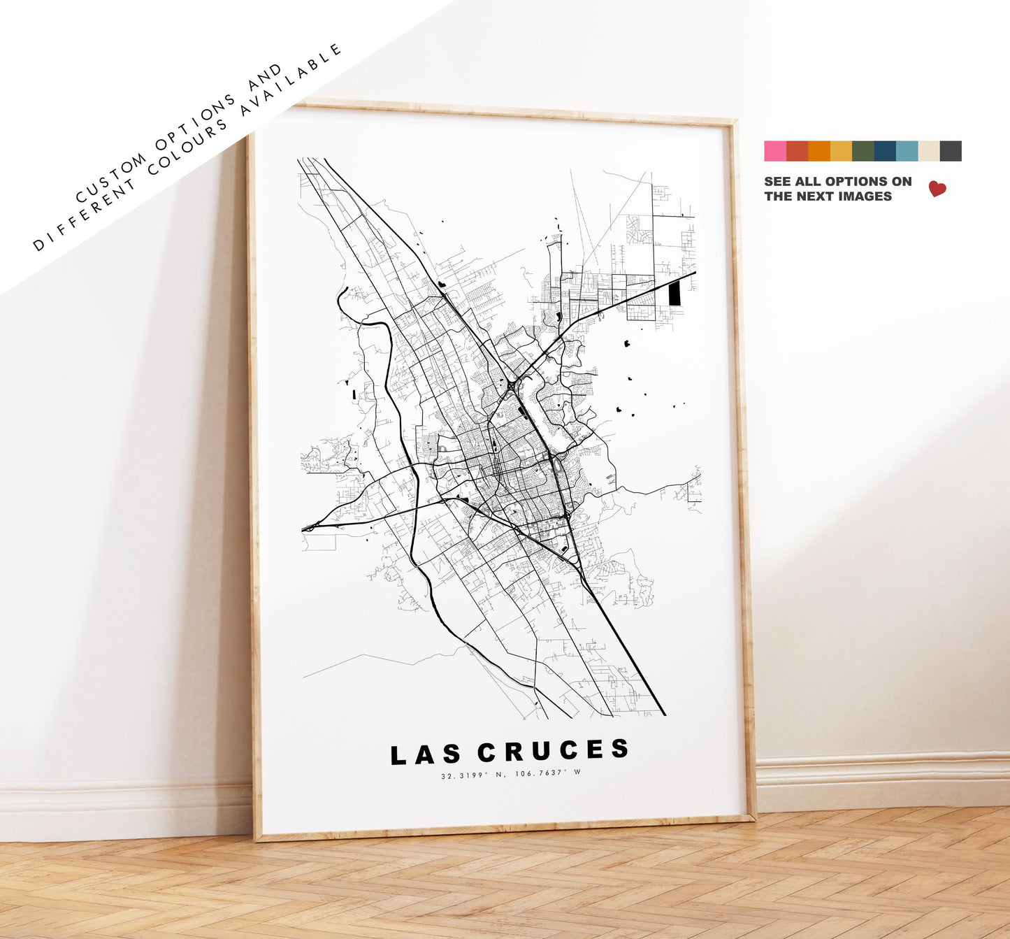 Las Cruces Map Print - City Map Poster - Map Art - USA City Maps - Las Cruces Print - Las Cruces Poster - Minimalist City Map - New Mexico