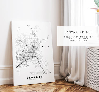 Santa Fe Map Print - City Map Poster - Map Art - USA City Maps - Santa Fe Print - Santa Fe Poster - Minimalist City Map - New Mexico