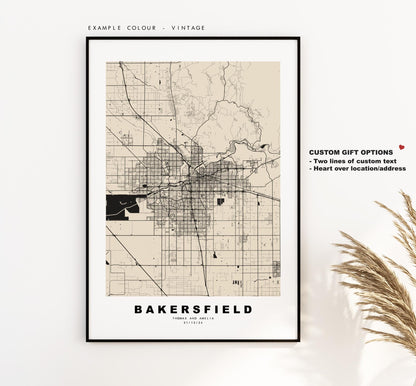 Bakersfield Map Print - City Map Poster - Map - USA City Maps - Bakersfield Print - Bakersfield Poster - Minimalist City Map - California