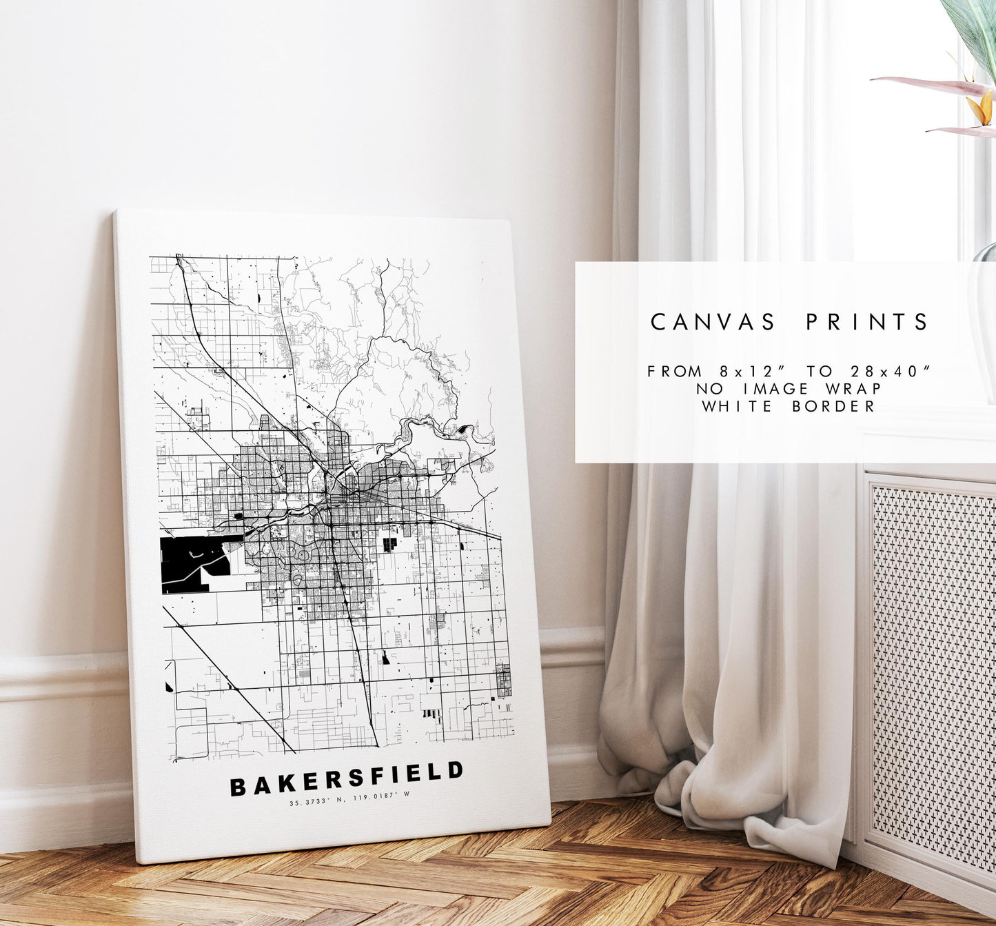 Bakersfield Map Print - City Map Poster - Map - USA City Maps - Bakersfield Print - Bakersfield Poster - Minimalist City Map - California