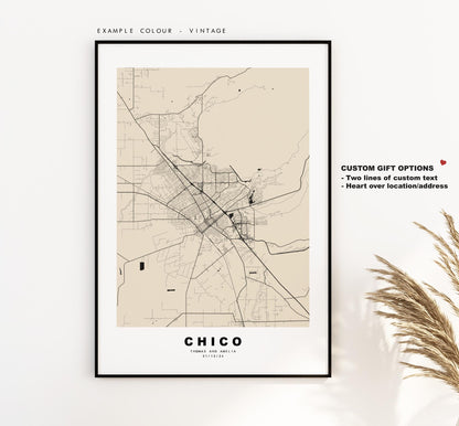 Chico Map Print - City Map Poster - Map Art - USA City Maps - Chico Print - Chico Poster - Minimalist City Map - California