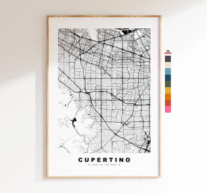 Cupertino Map Print - City Map Poster - Map Art - USA City Maps - Cupertino Print - Cupertino Poster - Minimalist City Map - California