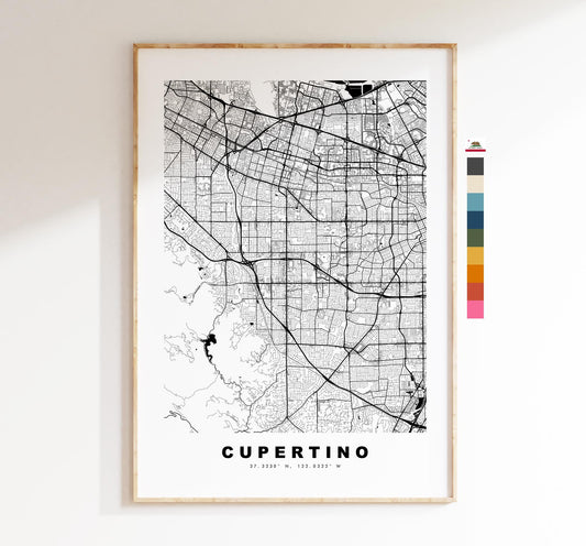 Cupertino Map Print - City Map Poster - Map Art - USA City Maps - Cupertino Print - Cupertino Poster - Minimalist City Map - California