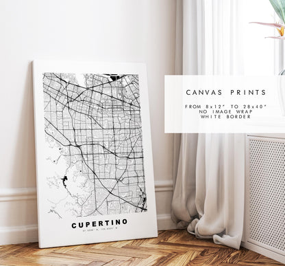 Cupertino Map Print - City Map Poster - Map Art - USA City Maps - Cupertino Print - Cupertino Poster - Minimalist City Map - California