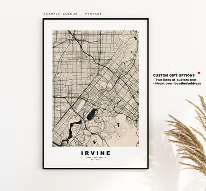 Irvine Map Print - City Map Poster - Map Art - USA City Maps - Irvine Print - Irvine Poster - Minimalist City Map - California