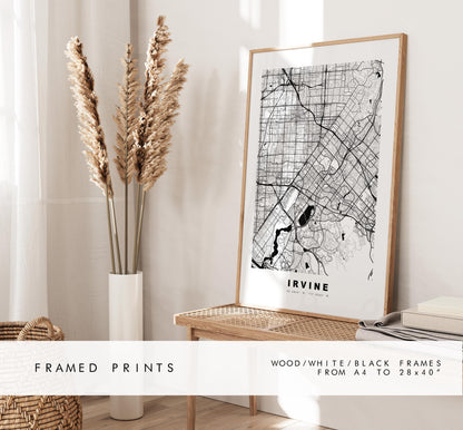 Irvine Map Print - City Map Poster - Map Art - USA City Maps - Irvine Print - Irvine Poster - Minimalist City Map - California