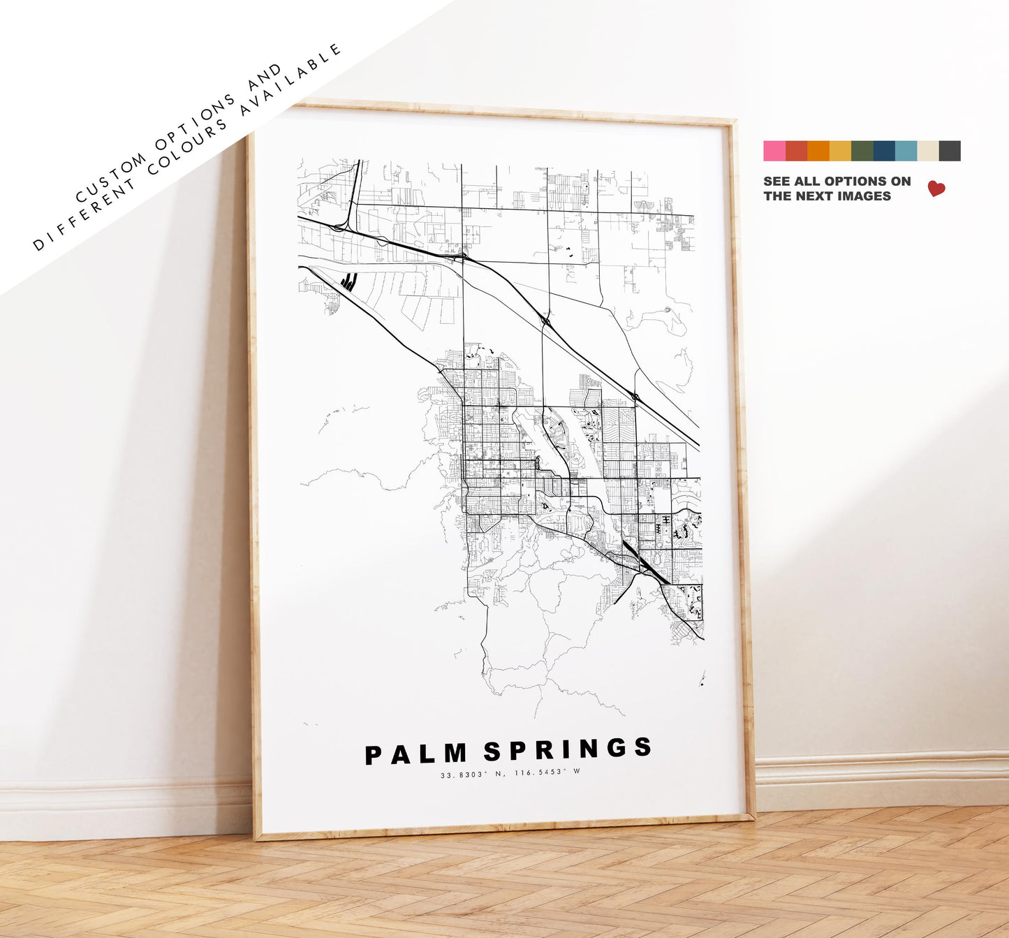 Palm Springs Map Print - City Map Poster - Map Art - USA City Maps - TEST Print - TEST Poster - Minimalist City Map - California