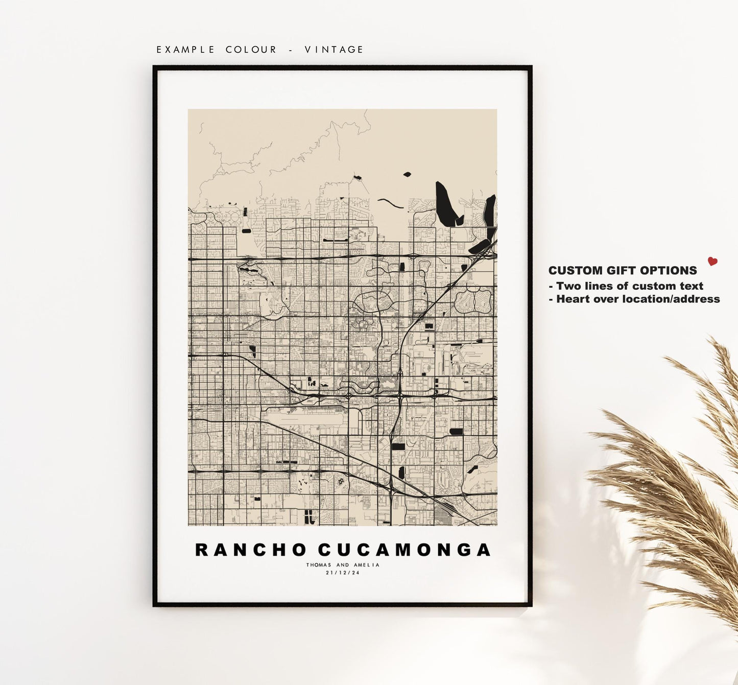 Rancho Cucamonga Map Print - City Map Poster - Map Art - USA City Maps - Rancho Cucamonga Print - Minimalist City Map - California