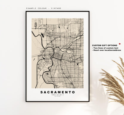 Sacramento Map Print - City Map Poster - Map Art - USA City Maps - Sacramento Print - Sacramento Poster - Minimalist City Map - California